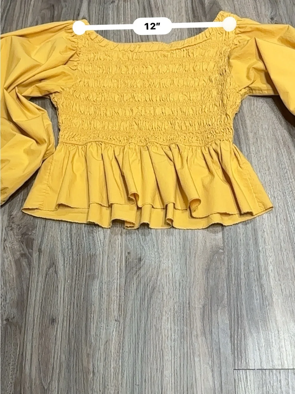 Free People mustard Yellow Smocked Peplum Blouse.
